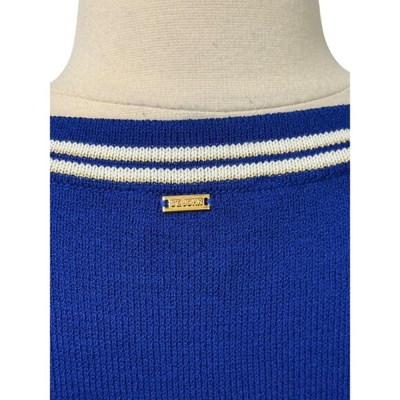 St. John Sport 2 PC Button Down Cardigan & Tank SET Royal Blue White Gold Size M - Picture 13 of 16